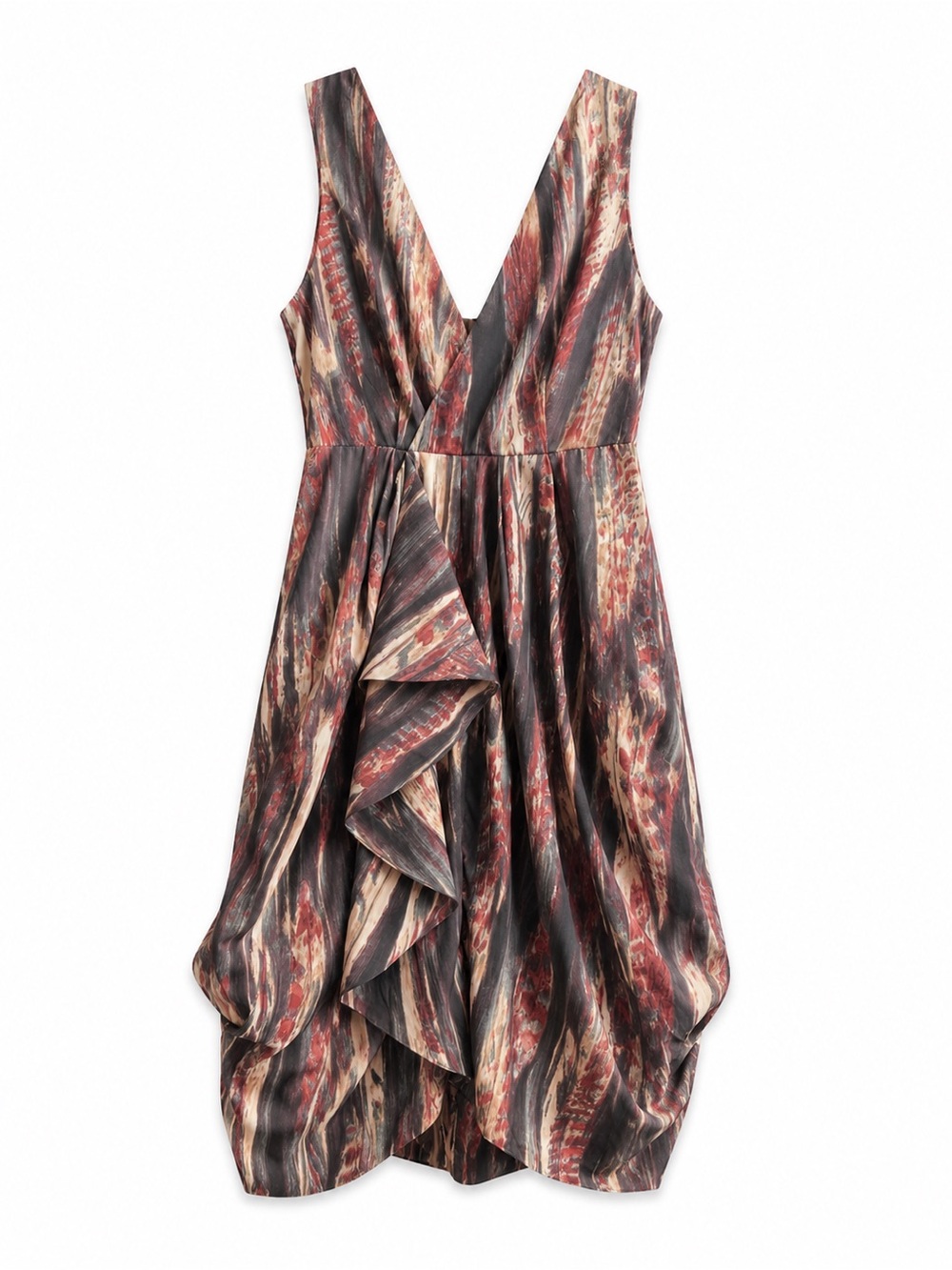 Future State Abstract Print Draped Cocktail Dress Size 4 Sleeveless V Neck